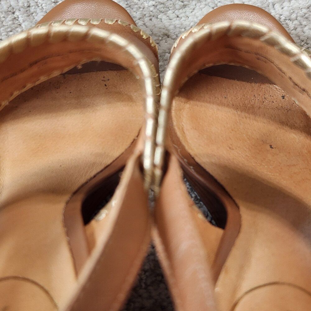 Jack Rogers Vanessa Stacked Platform Wedge Heel Sandal tan gold size 8 - Picture 10 of 12